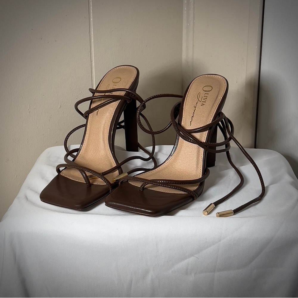 Brown Strappy Heeled Sandals